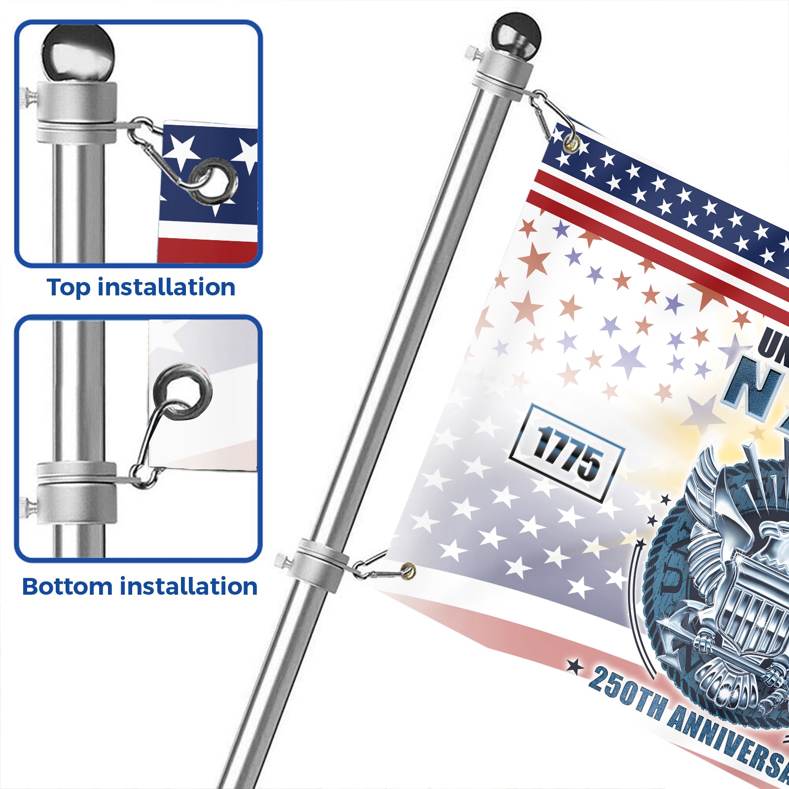 Navy 250th Anniversary House Flag