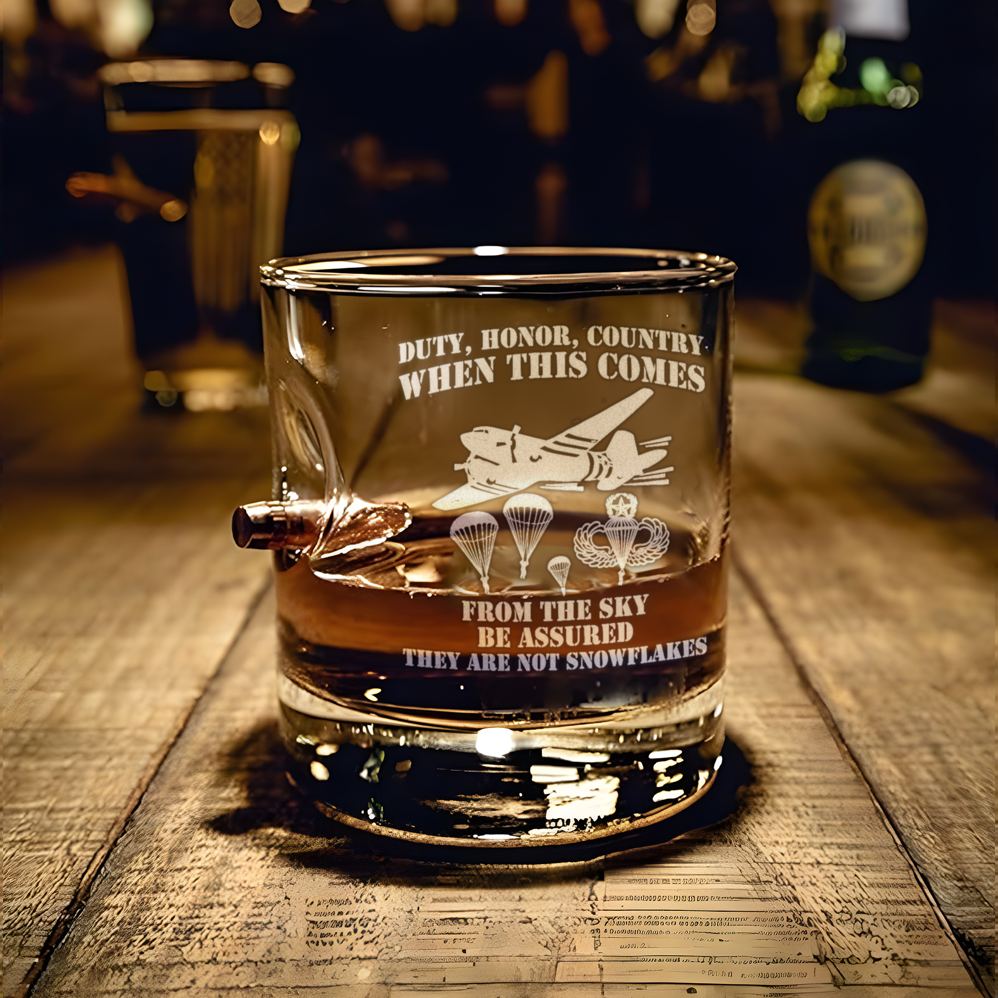 Airborne Duty Honor Country Bullet Whiskey Glass