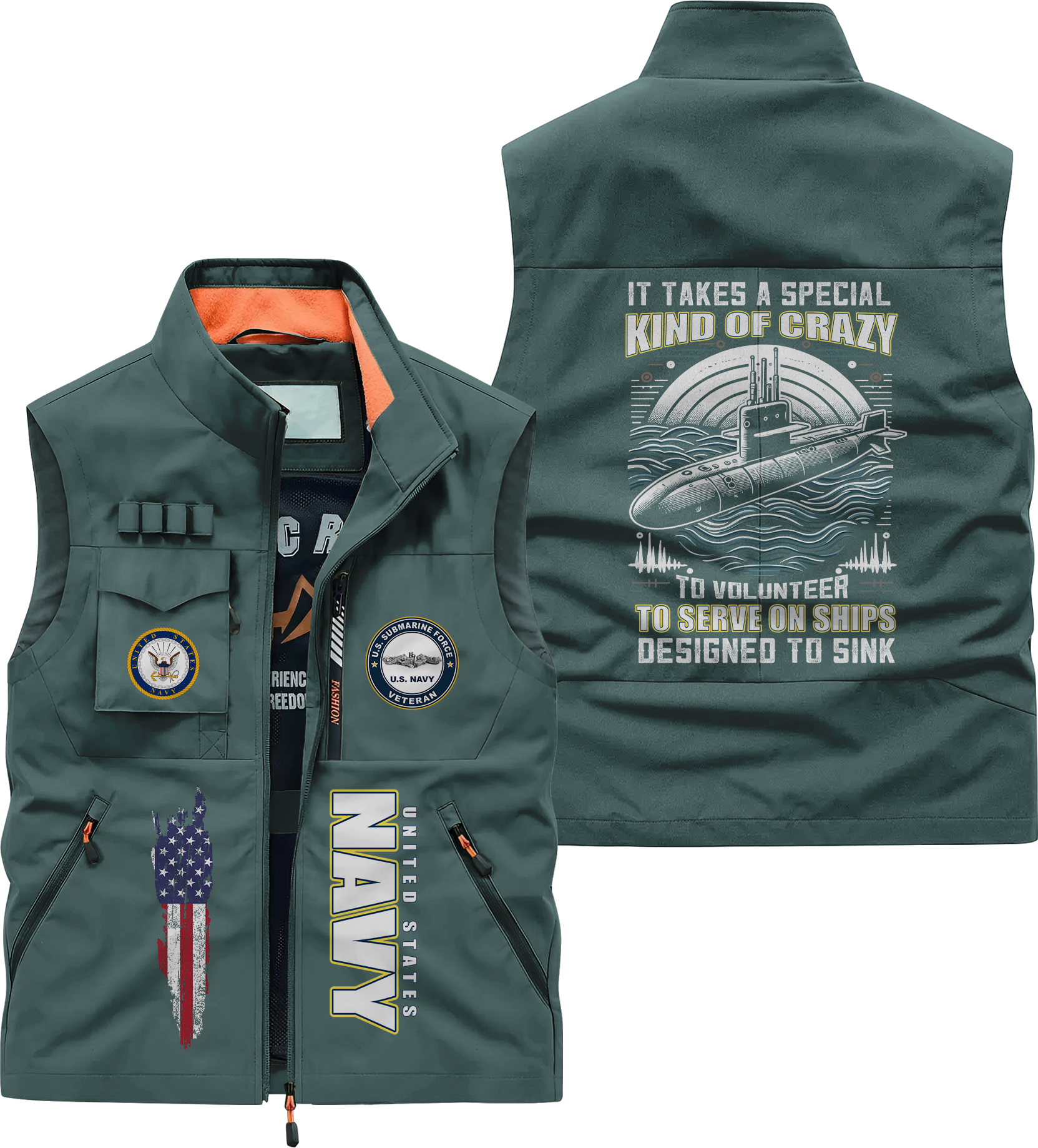 Navy Submarine Serve On Ships Designed To Sink Pocket Vest