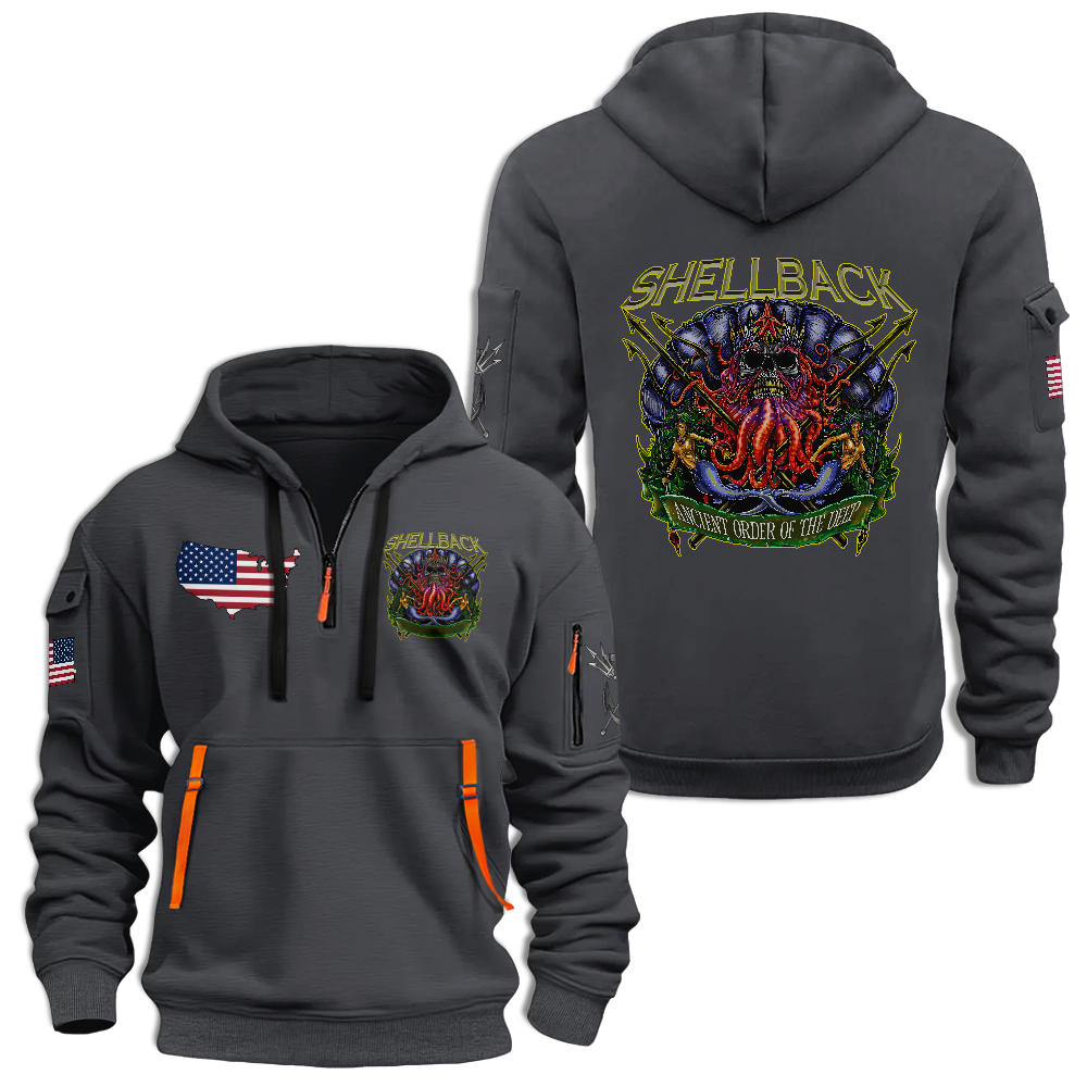 Navy Shellback Ancient Order Of The Deep Quarter Zip Hoodie