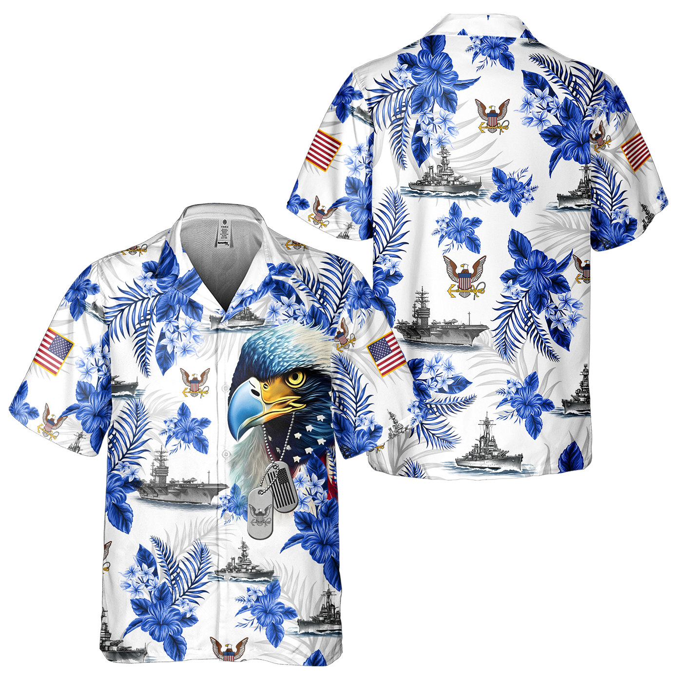 Navy Tropical Cuban Shirt