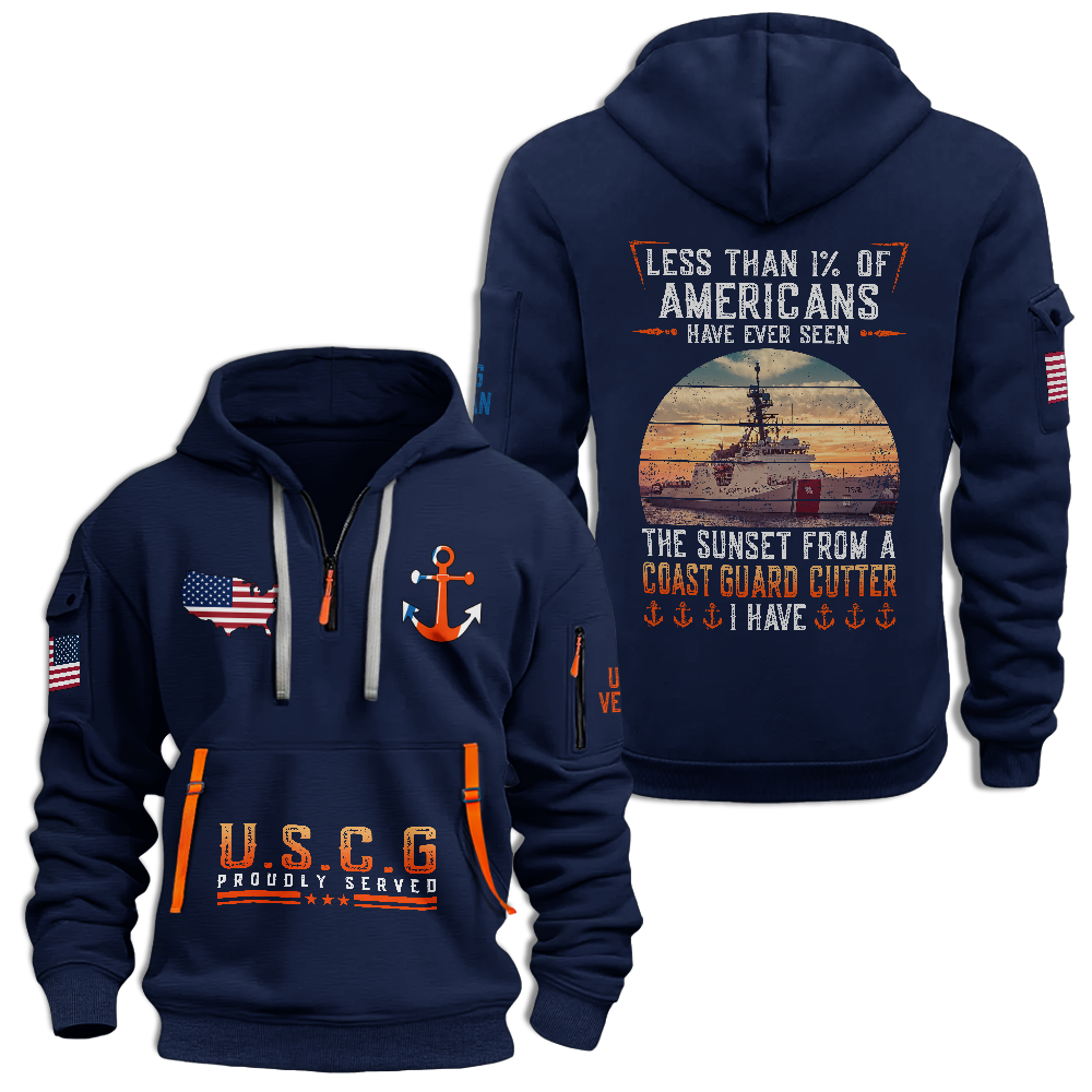 Less Than 1% Coast Guard Cutter Quarter Zip Hoodie