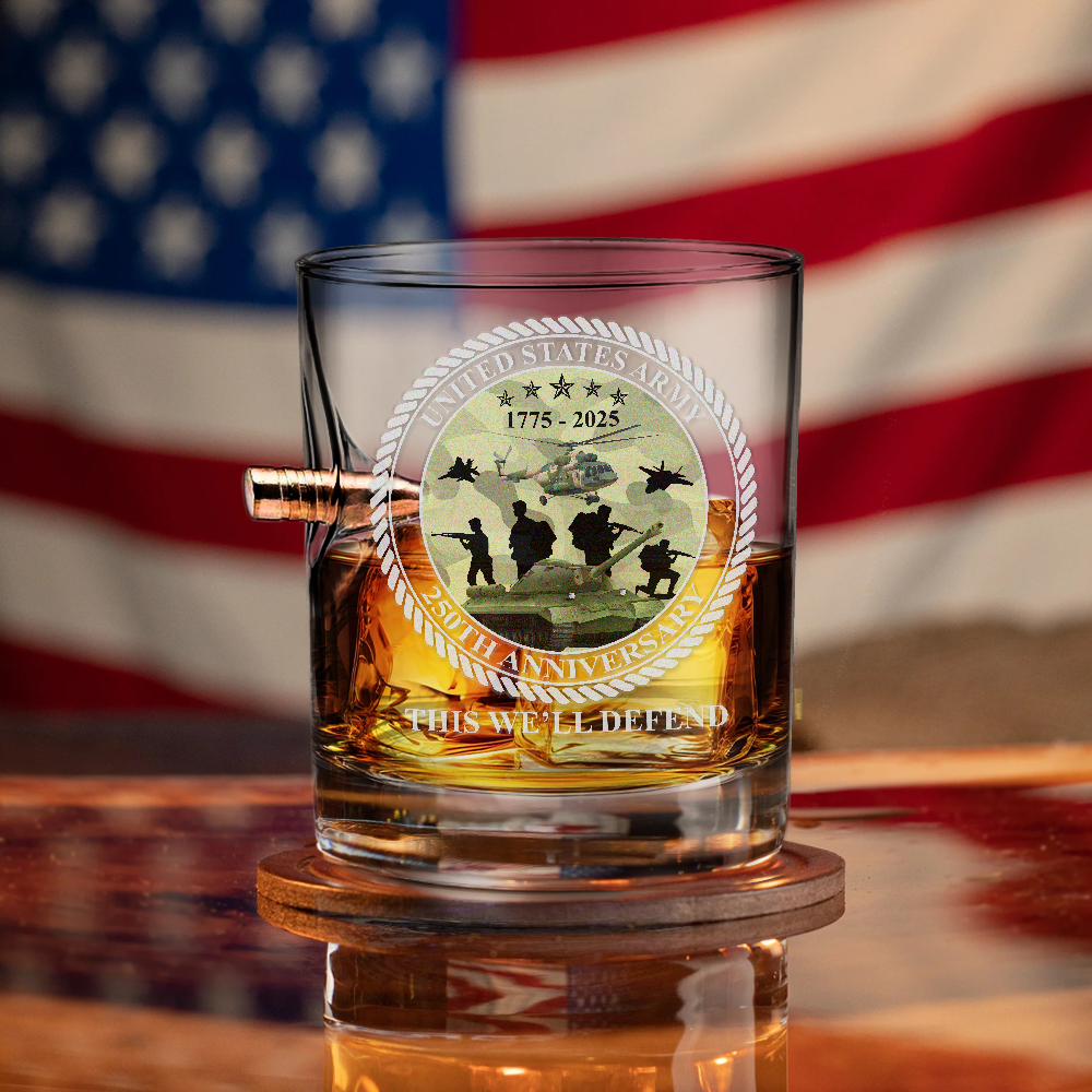 Army 250th Anniversary Bullet Whiskey Glass