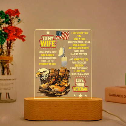 Veteran's Wife To My Wife - 3D LED LAMP