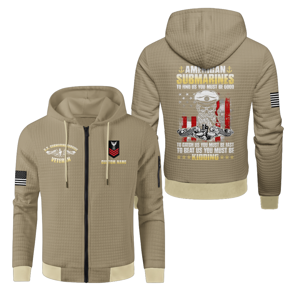 Personalizable Navy Submariner To Find Us You Must Be Good Waffle Hooded Jacket