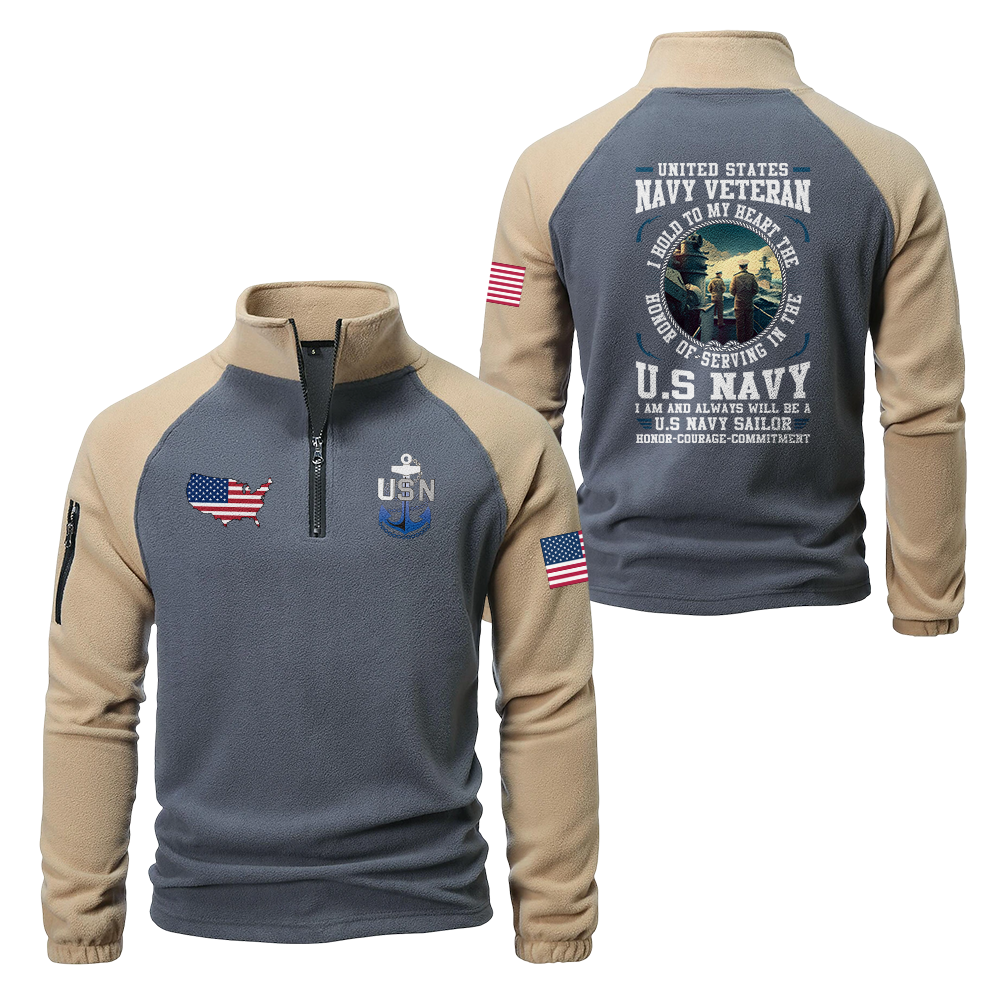 Navy Honor Courage Commitment Half-Zip Raglan Sweatshirt
