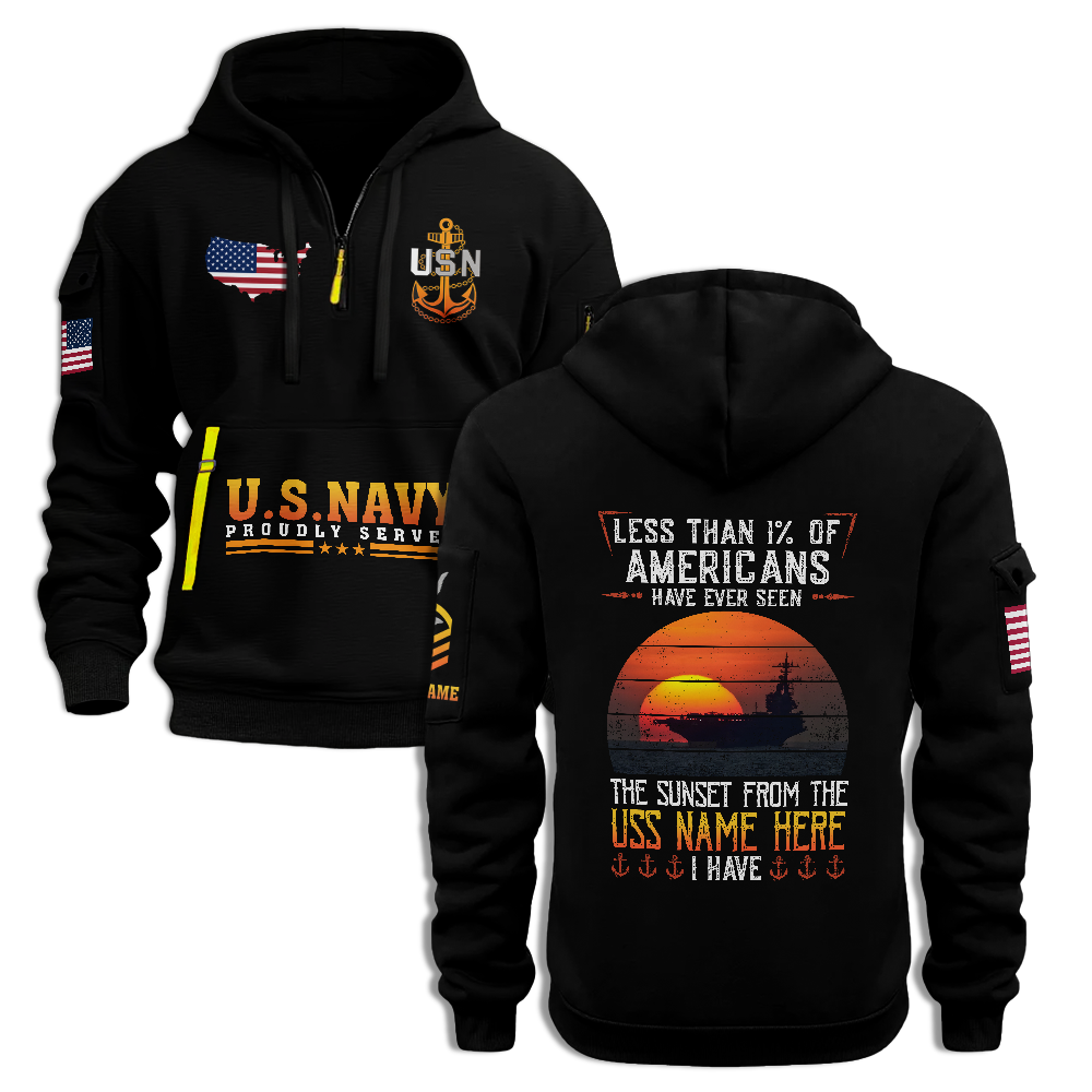 Less Than 1% Sunset Personalizable Quarter Zip Hoodie