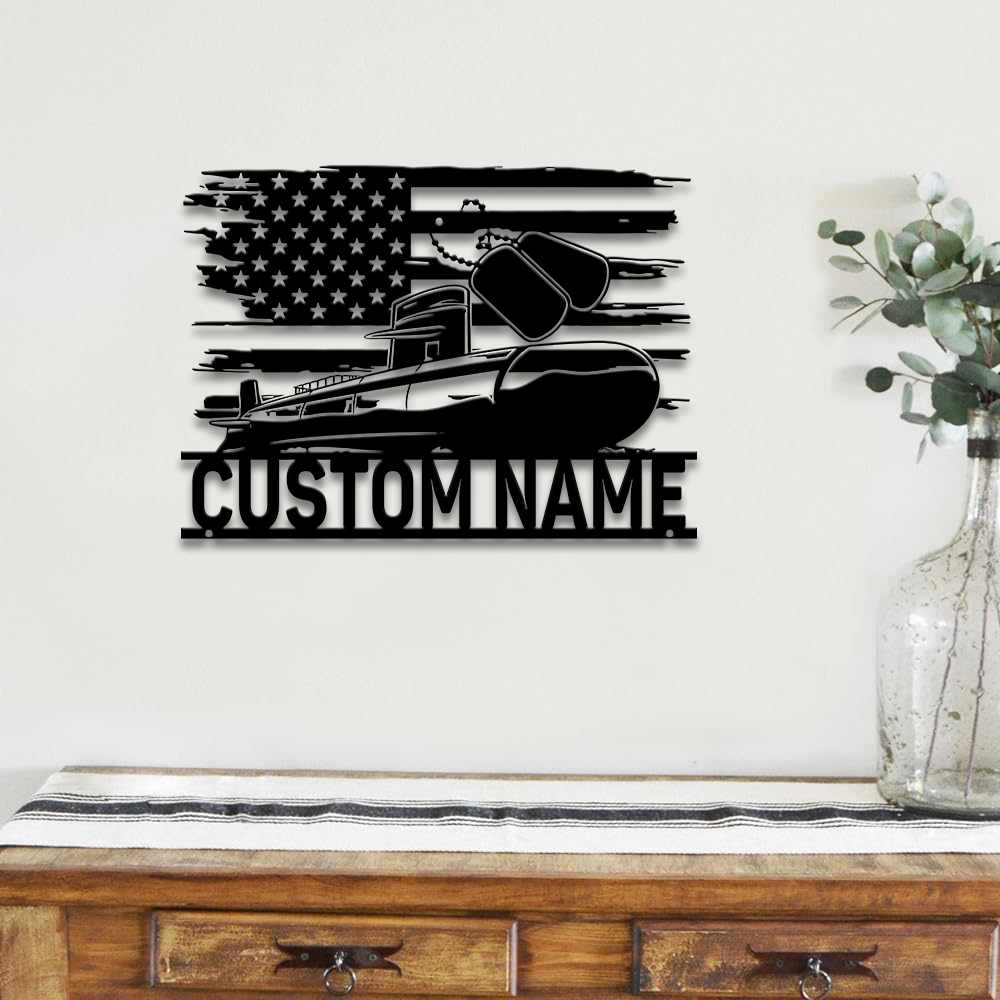 Personalized Navy Submarine Metal Sign Wall Art