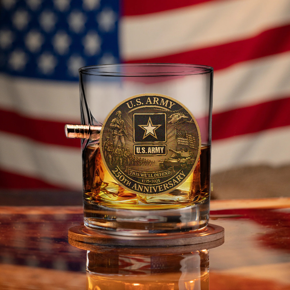 Army 250th Anniversary Bullet Whiskey Glass