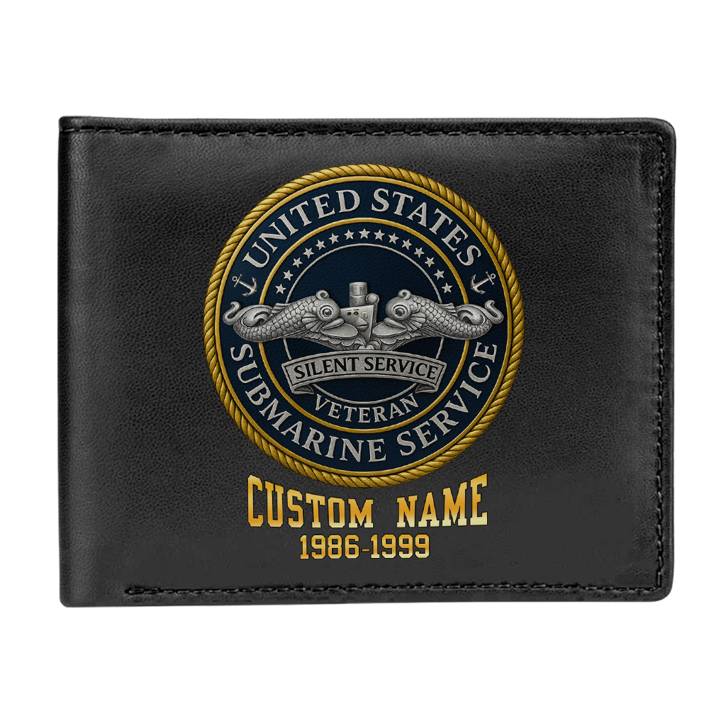 Personalizable Submarine Force Silent Service Leather Wallet