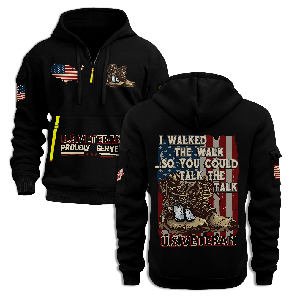 Veteran I Walked The Walk Quarter Zip Hoodie