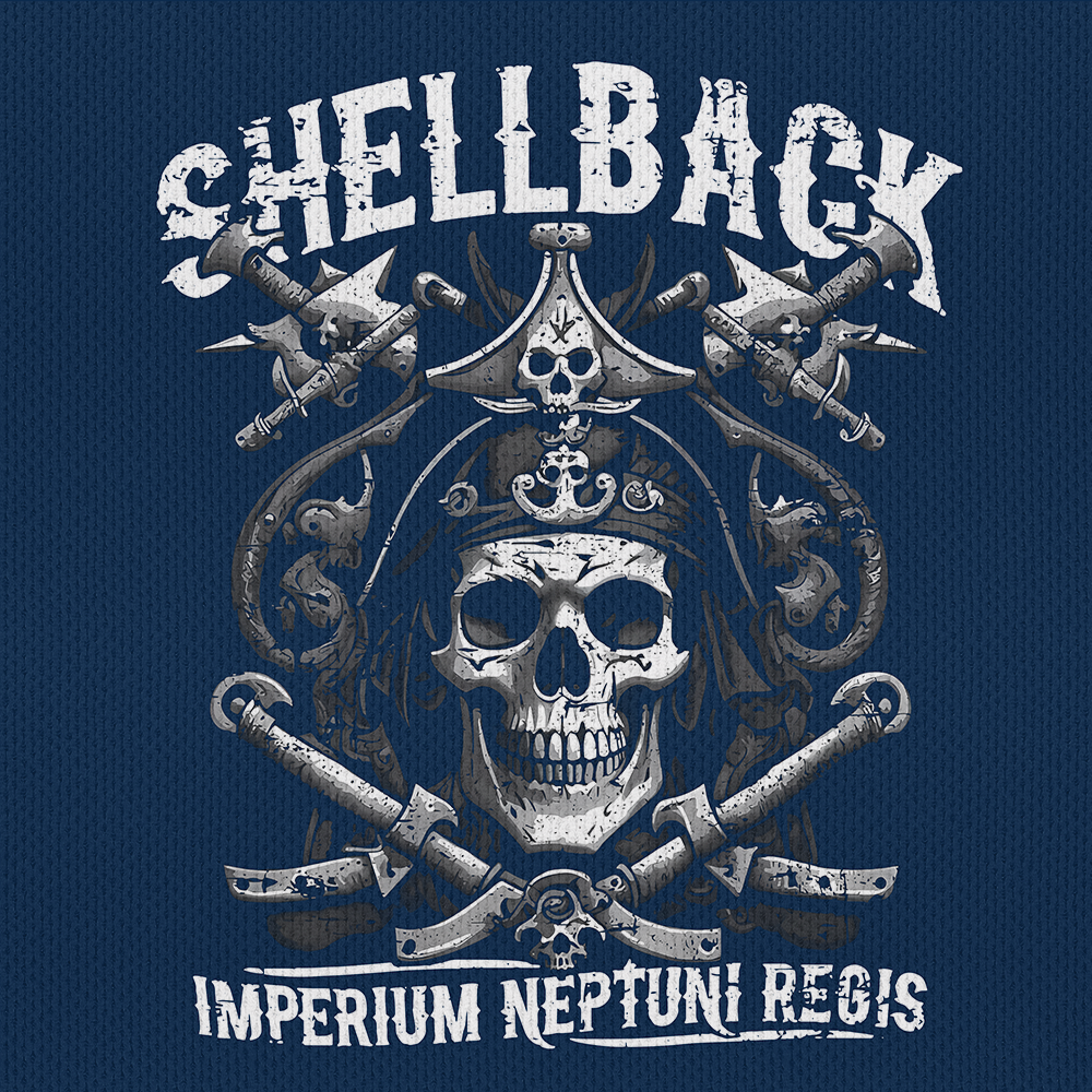 Navy Shellback Ancient Order Of The Deep Raglan Zip Polo Shirt