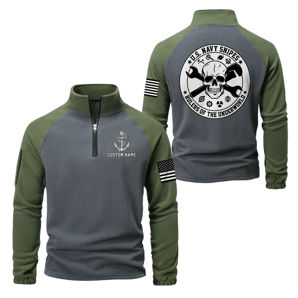 Personalizable Navy Snipes Half-Zip Raglan Sweatshirt