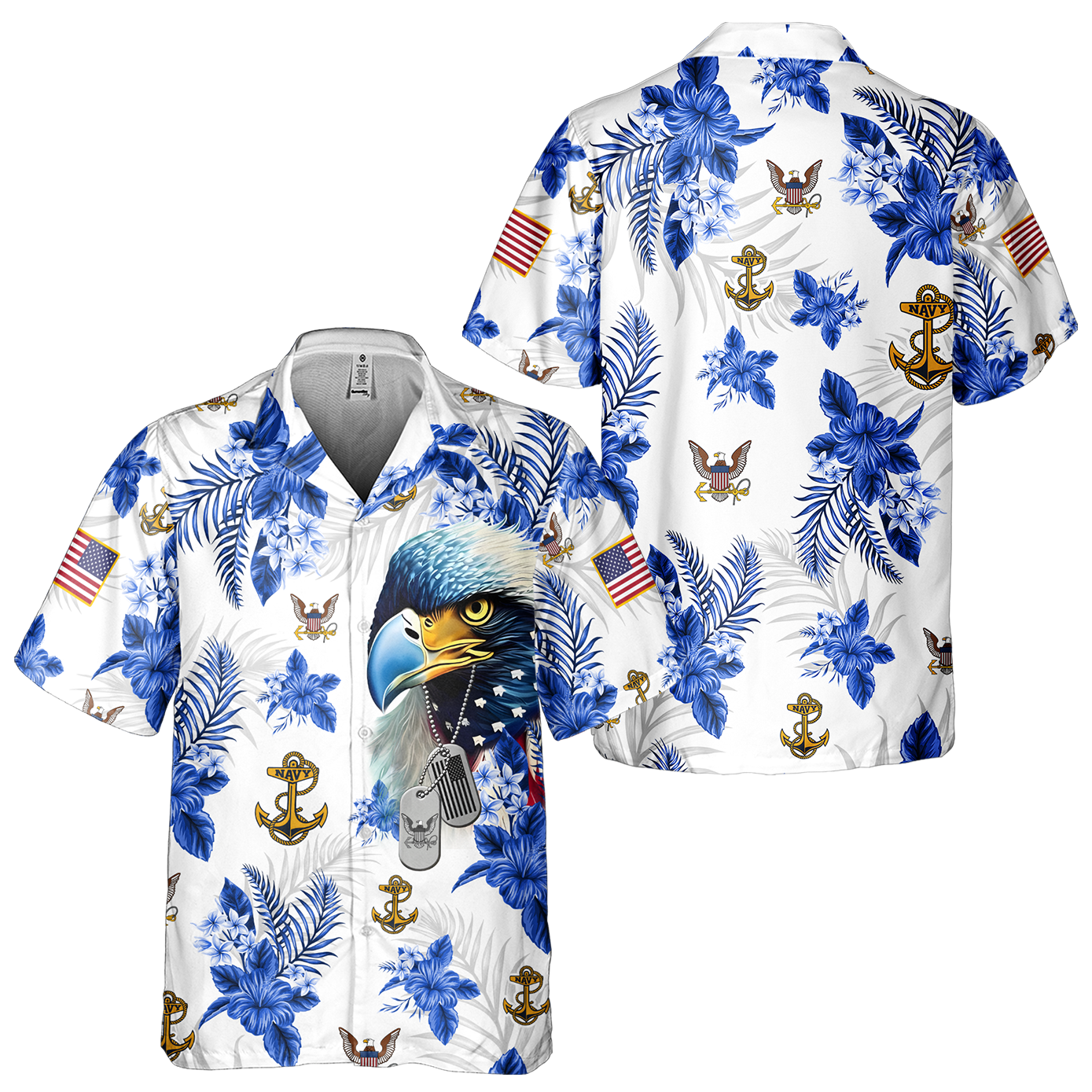 Navy Tropical Cuban Shirt