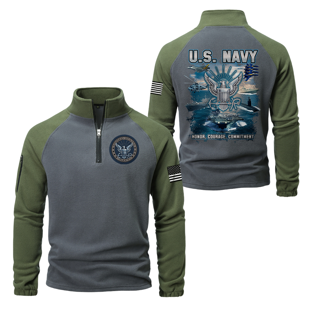 Navy Honor Courage Commitment Half-Zip Raglan Sweatshirt