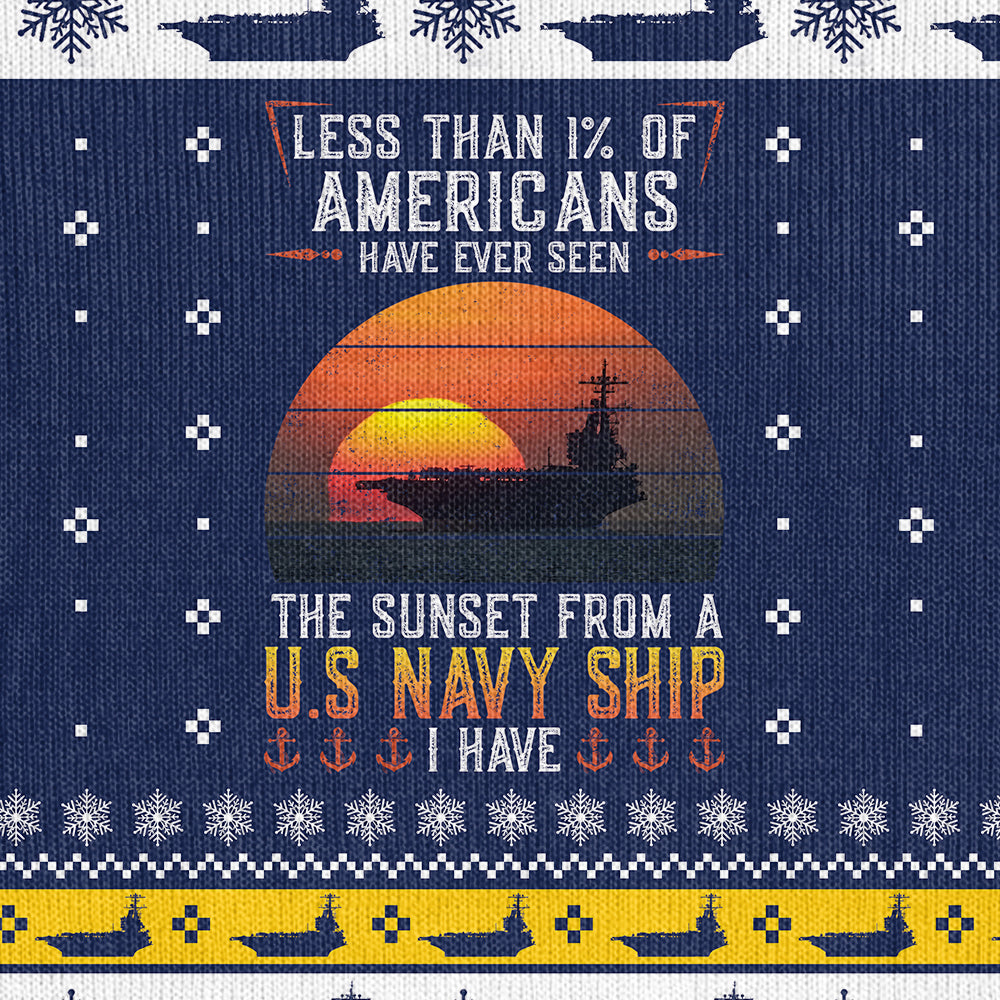 Less Than 1% Sunset Aircraft Carrier Ugly Knitted Sweatshirt