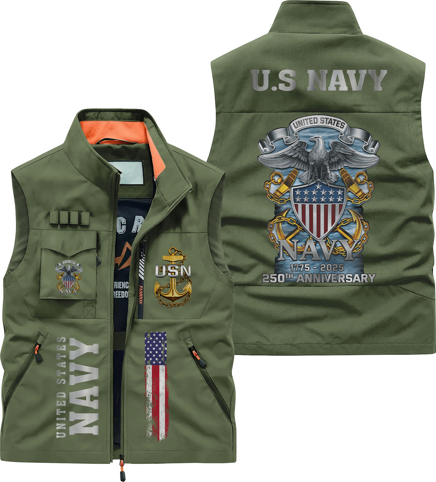 Navy 250th Anniversary Pocket Vest