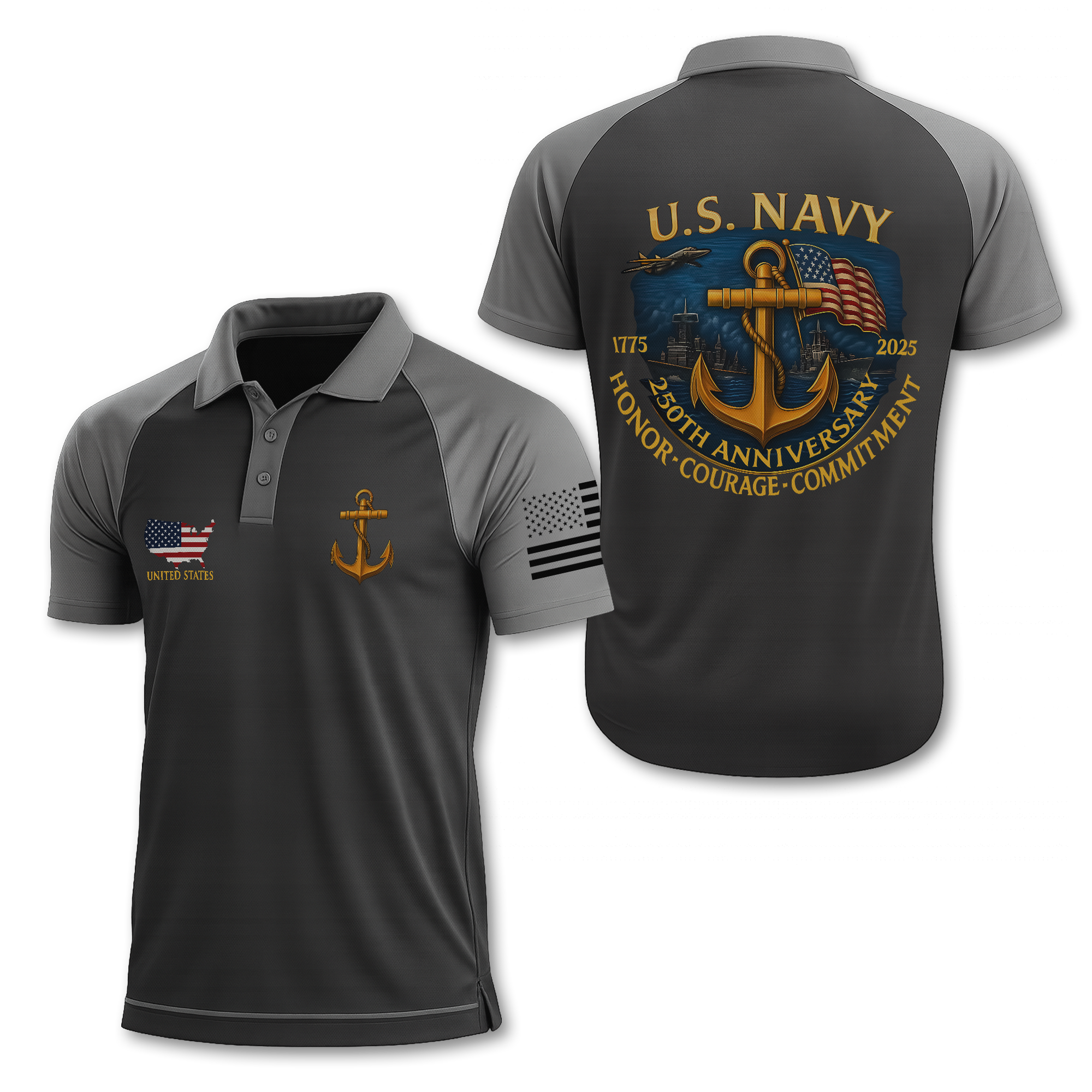Navy 250th Anniversary Polo Shirt