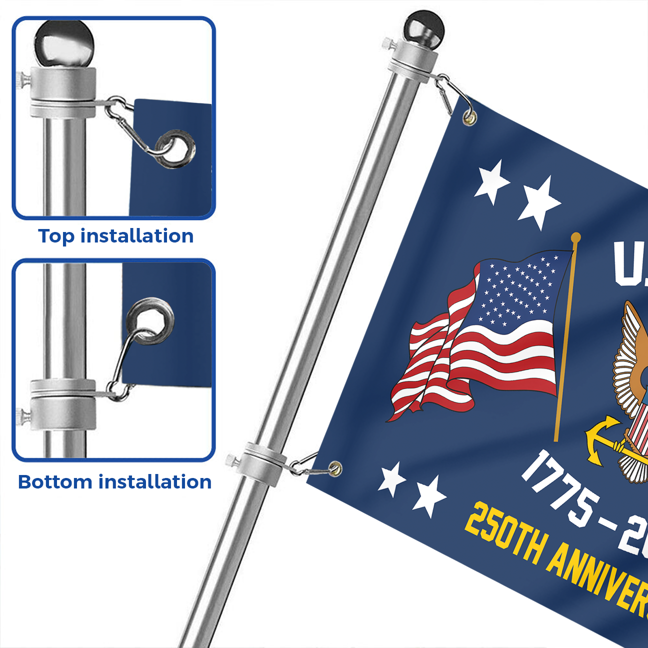 Navy 250th Anniversary House Flag
