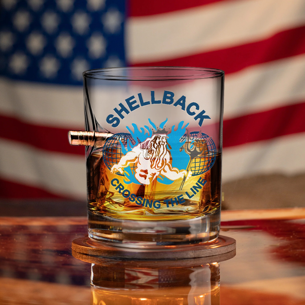 Shellback Crossing the Line Bullet Whiskey Glass