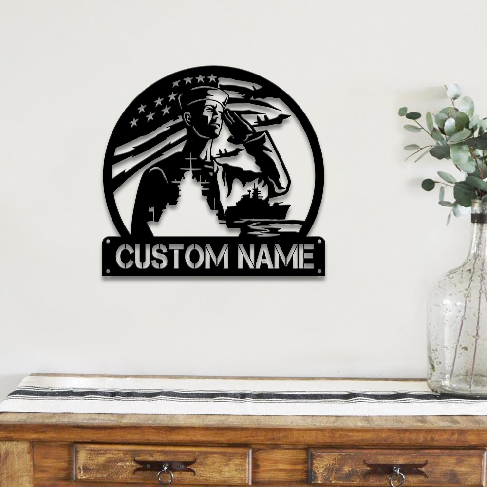Personalized Navy Sailor Metal Sign Wall Art