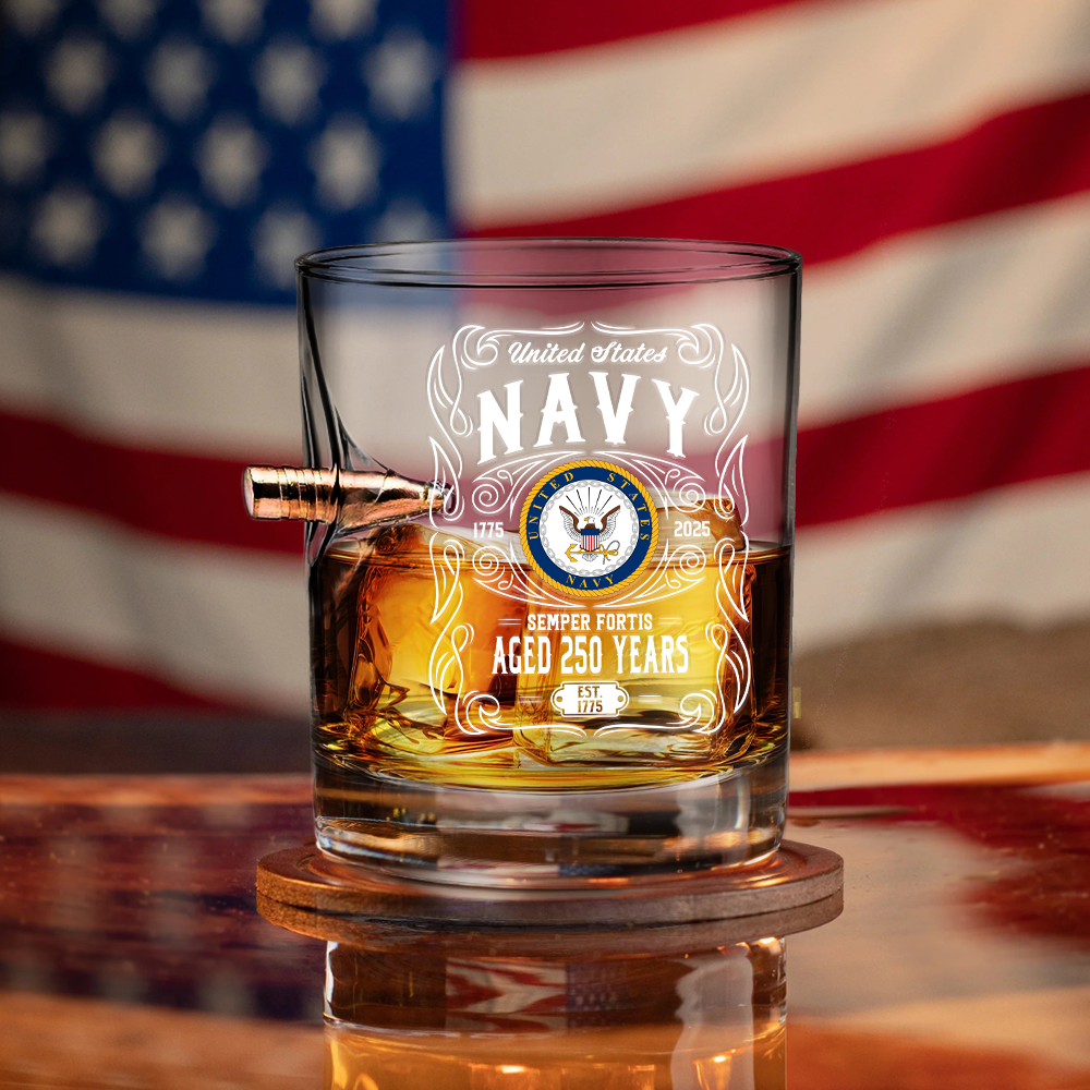 Navy 250th Anniversary Bullet Whiskey Glass