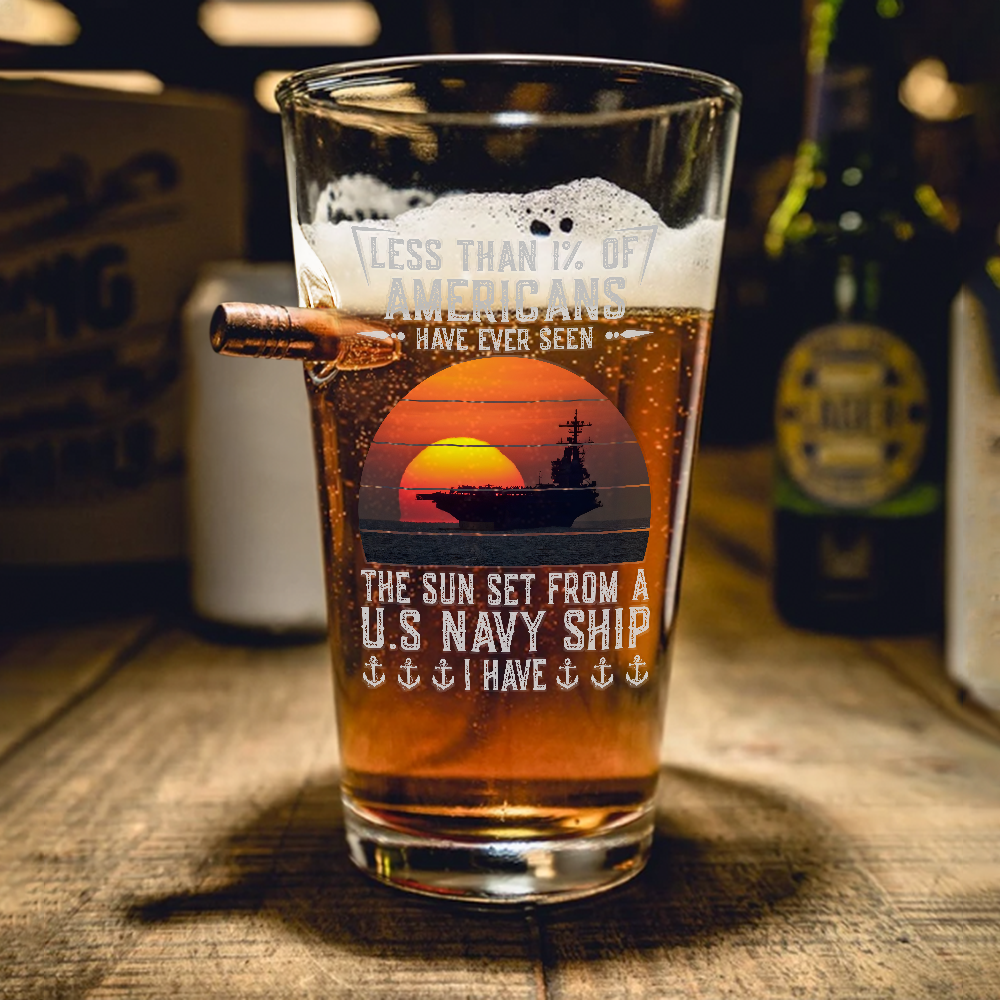 Less Than 1% Navy Ship Bullet Pint Glass