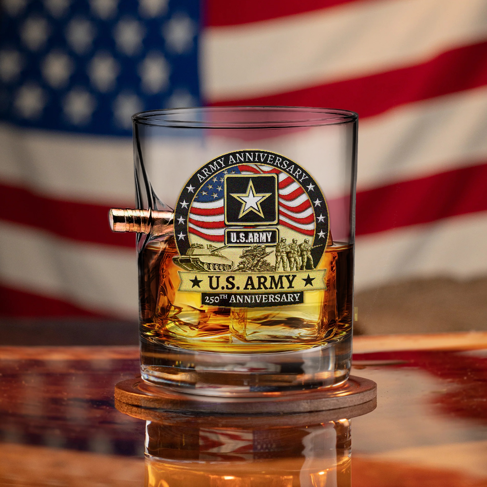 Army 250th Anniversary Bullet Whiskey Glass