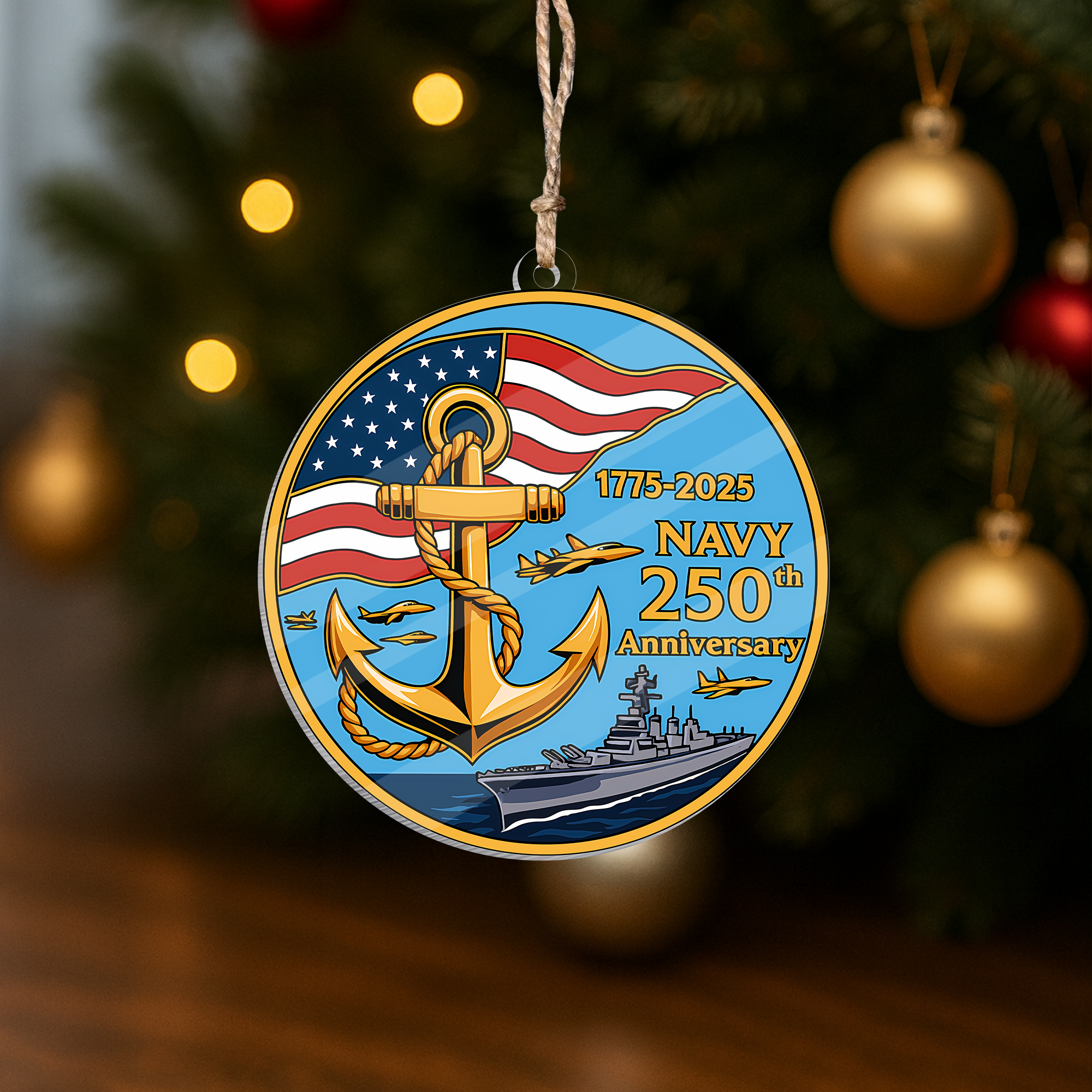 Navy 250th Anniversary Acrylic Ornament