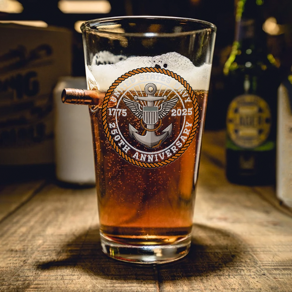 Navy 250th Anniversary Bullet Pint Glass