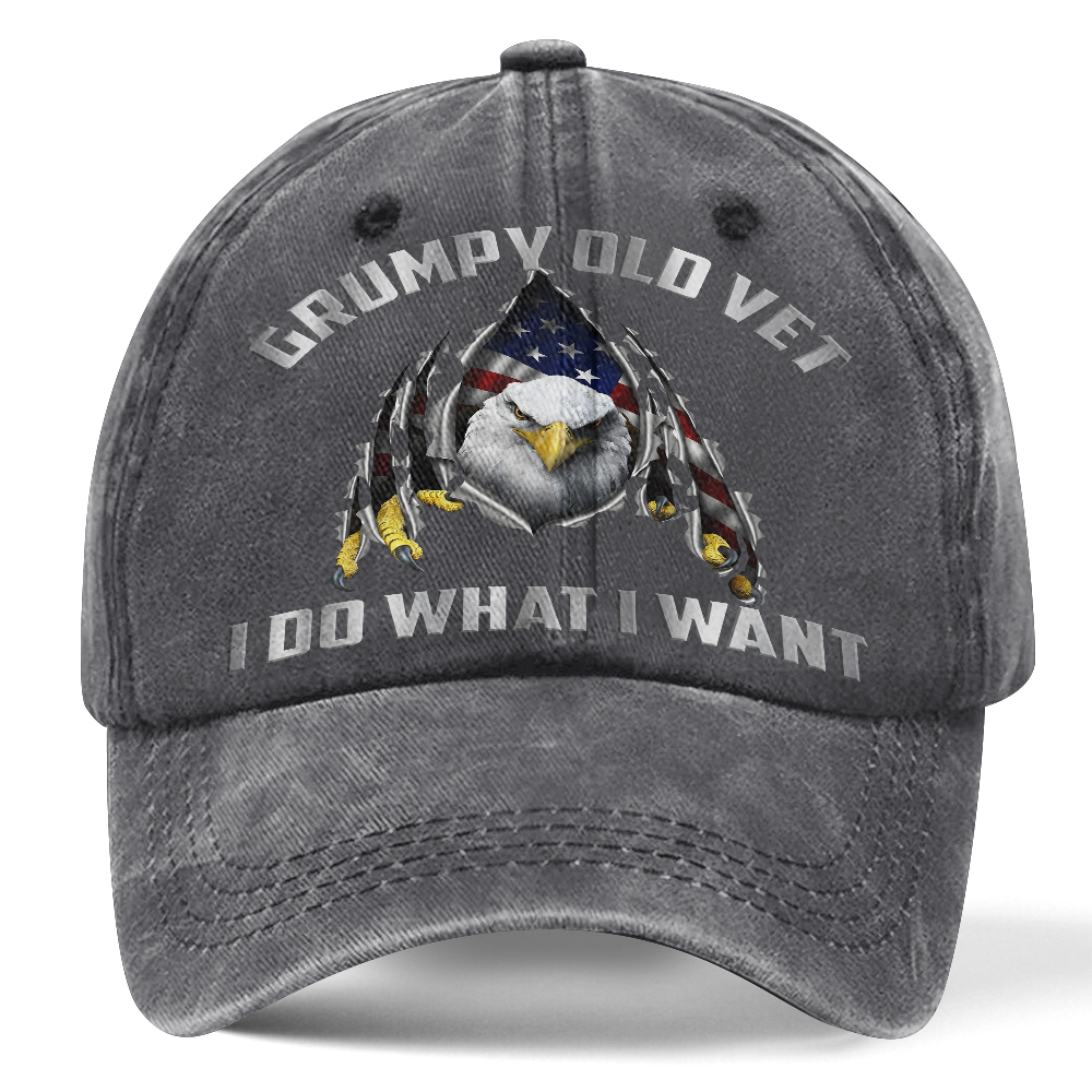 Personalizable Grumpy Old Vet Washed Cap