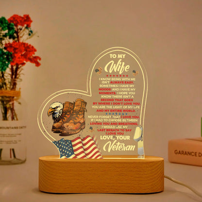 Veteran's Wife To My Wife - 3D LED LAMP