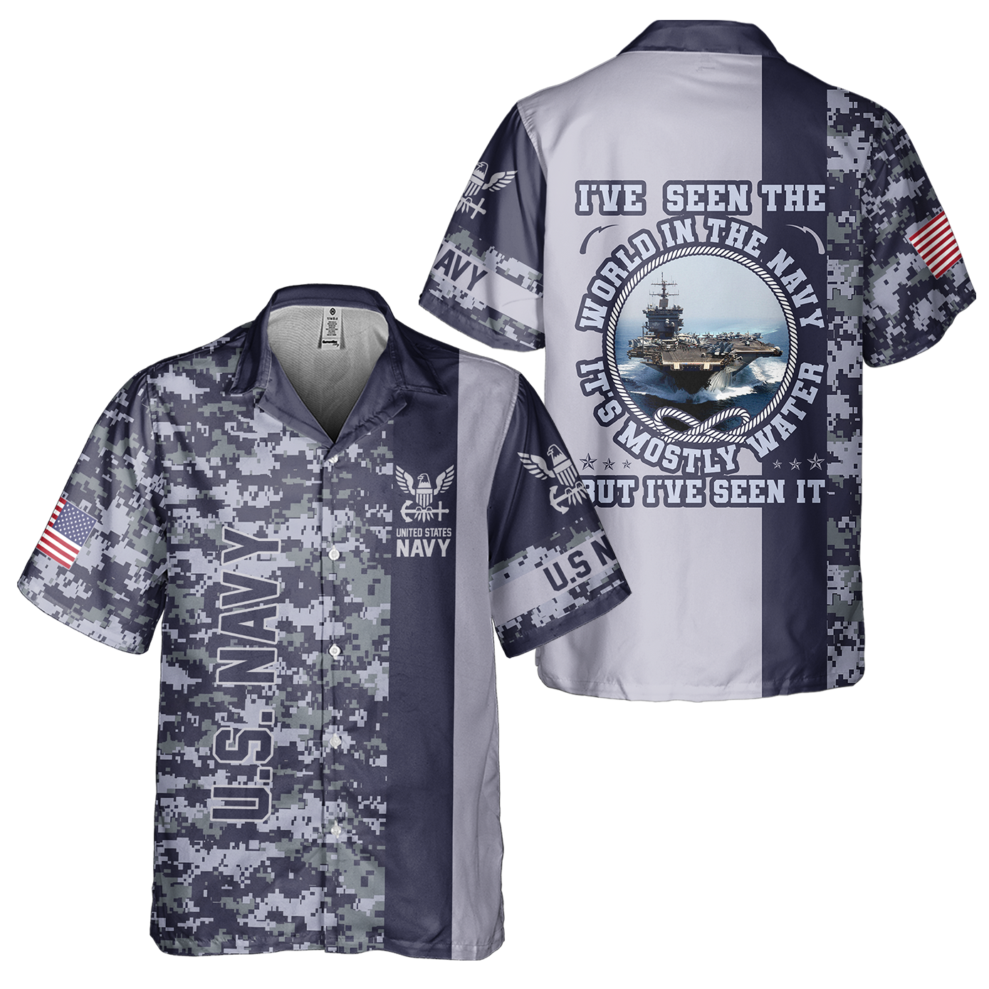 I've Seen The World In The Navy Cuban Shirt