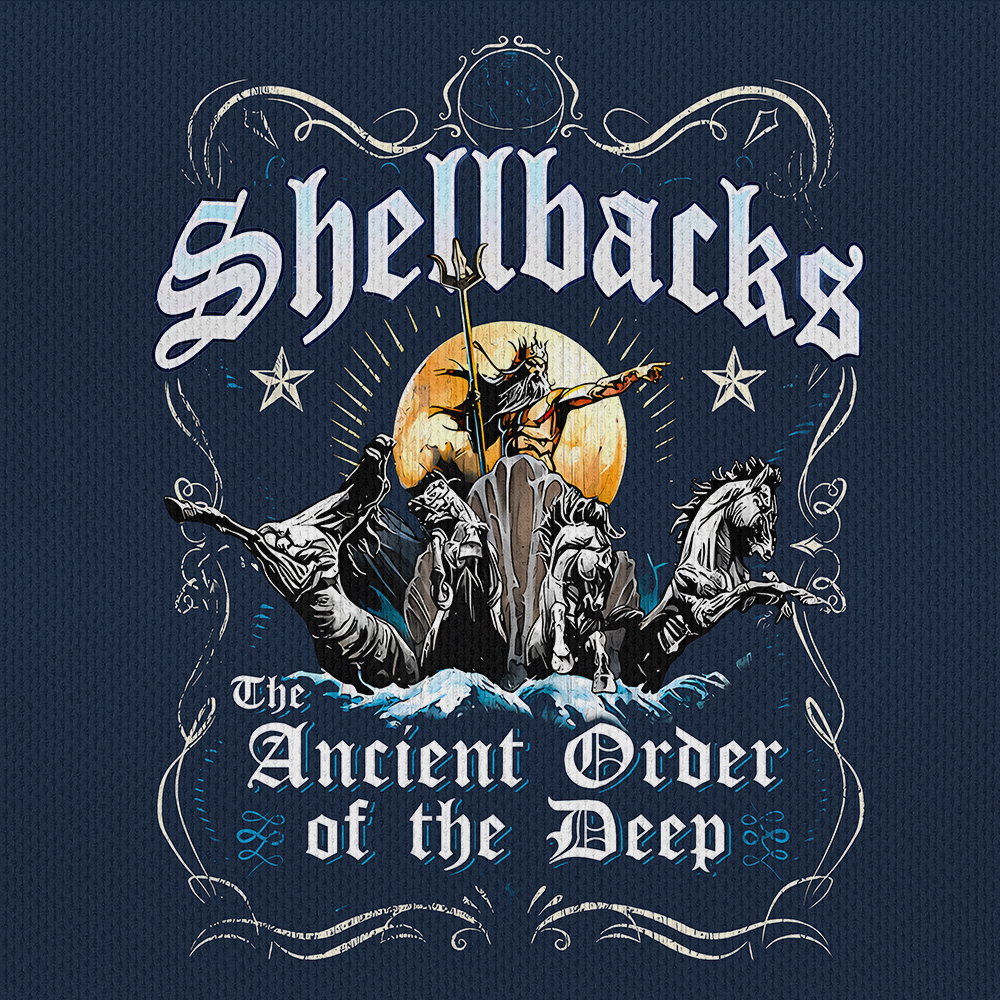 Navy Shellback Ancient Order Of The Deep Raglan Zip Polo Shirt