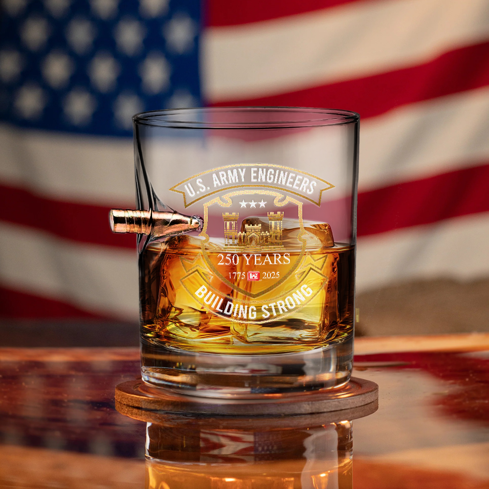 Army Engineer 250th Anniversary Bullet Whiskey Glass