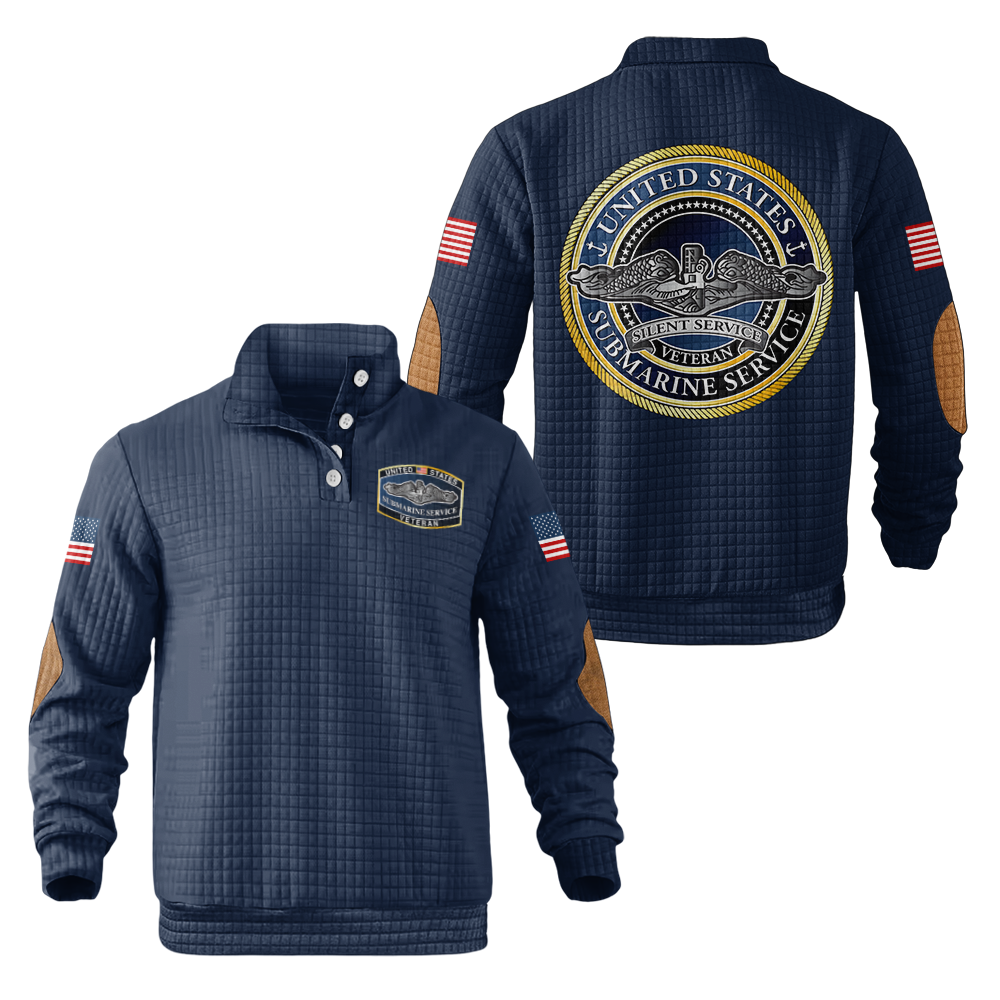 Navy Submarine Waffle Stand Collar Sweatshirt
