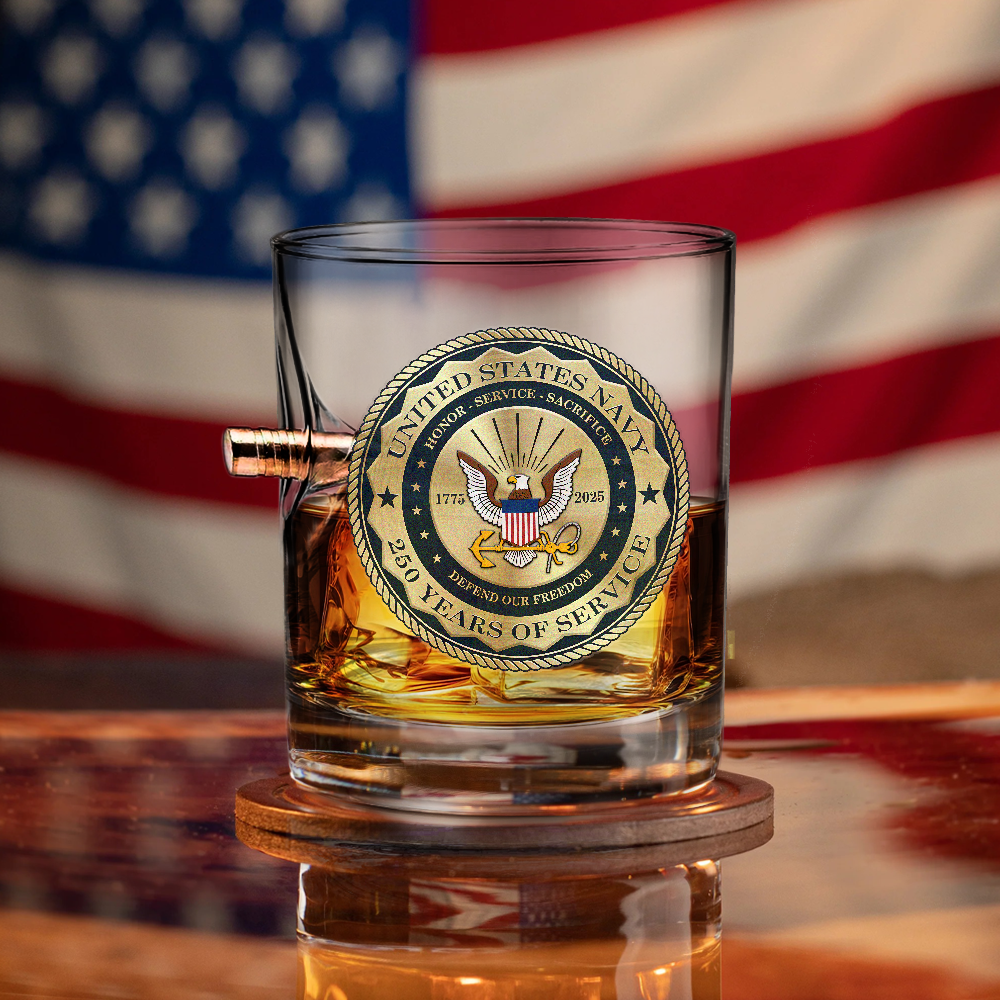Navy 250th Anniversary Bullet Whiskey Glass
