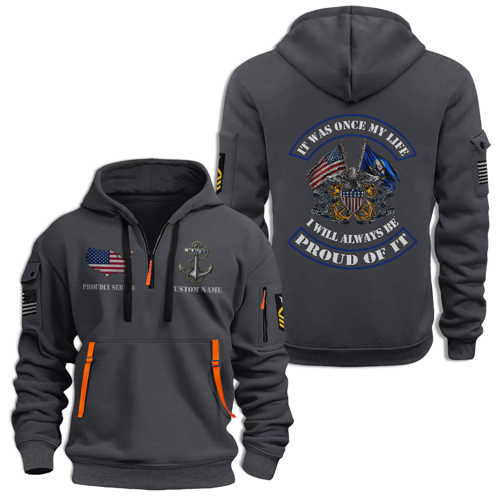 Personalizable Navy It Was Once My Life Quarter Zip Hoodie