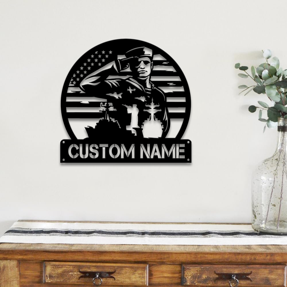 Personalized Navy Sailor Metal Sign Wall Art