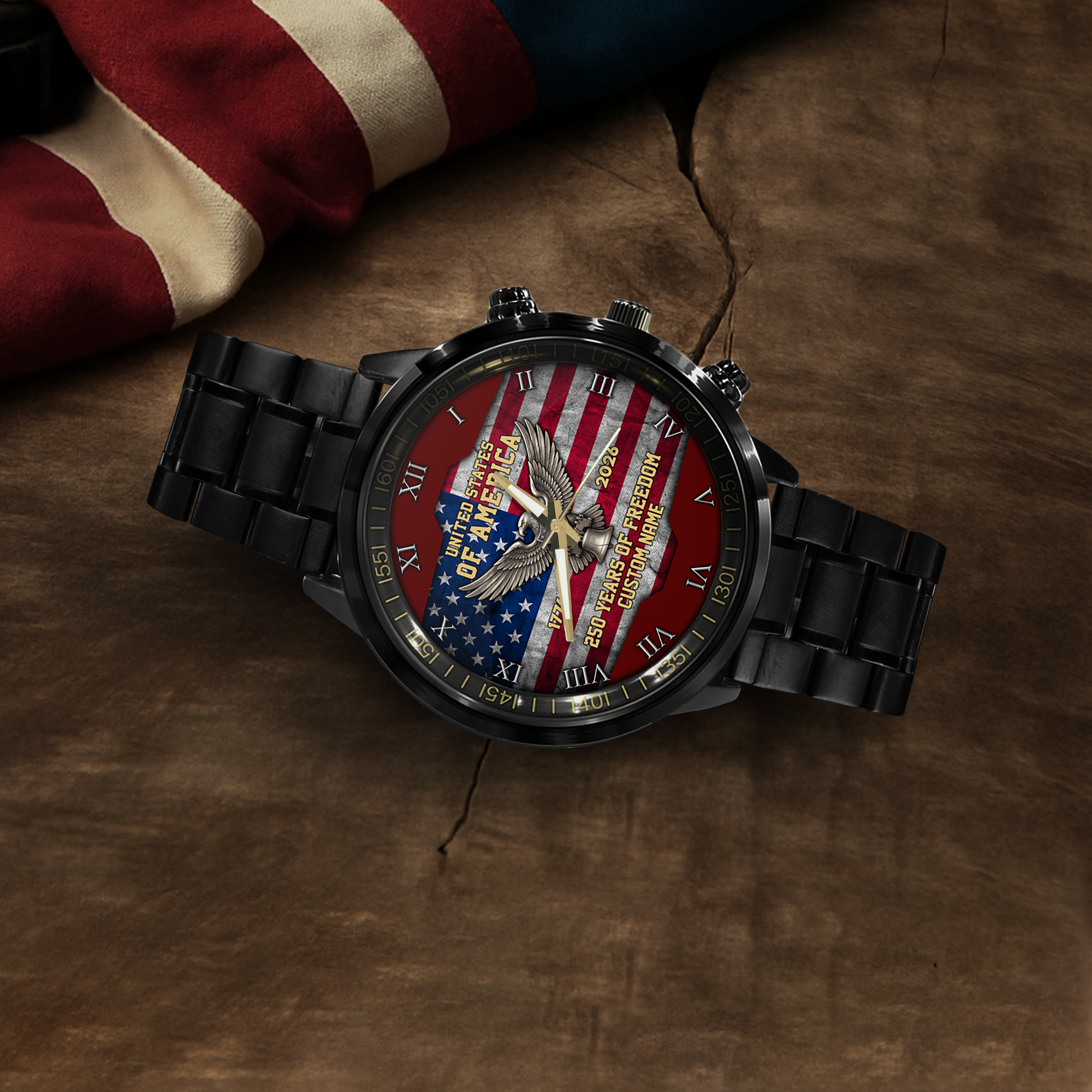 Personalizable America 250 Years of Freedom Stainless Steel Watch