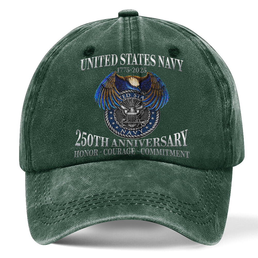 Personalizable Navy 250th Anniversary Washed Cap
