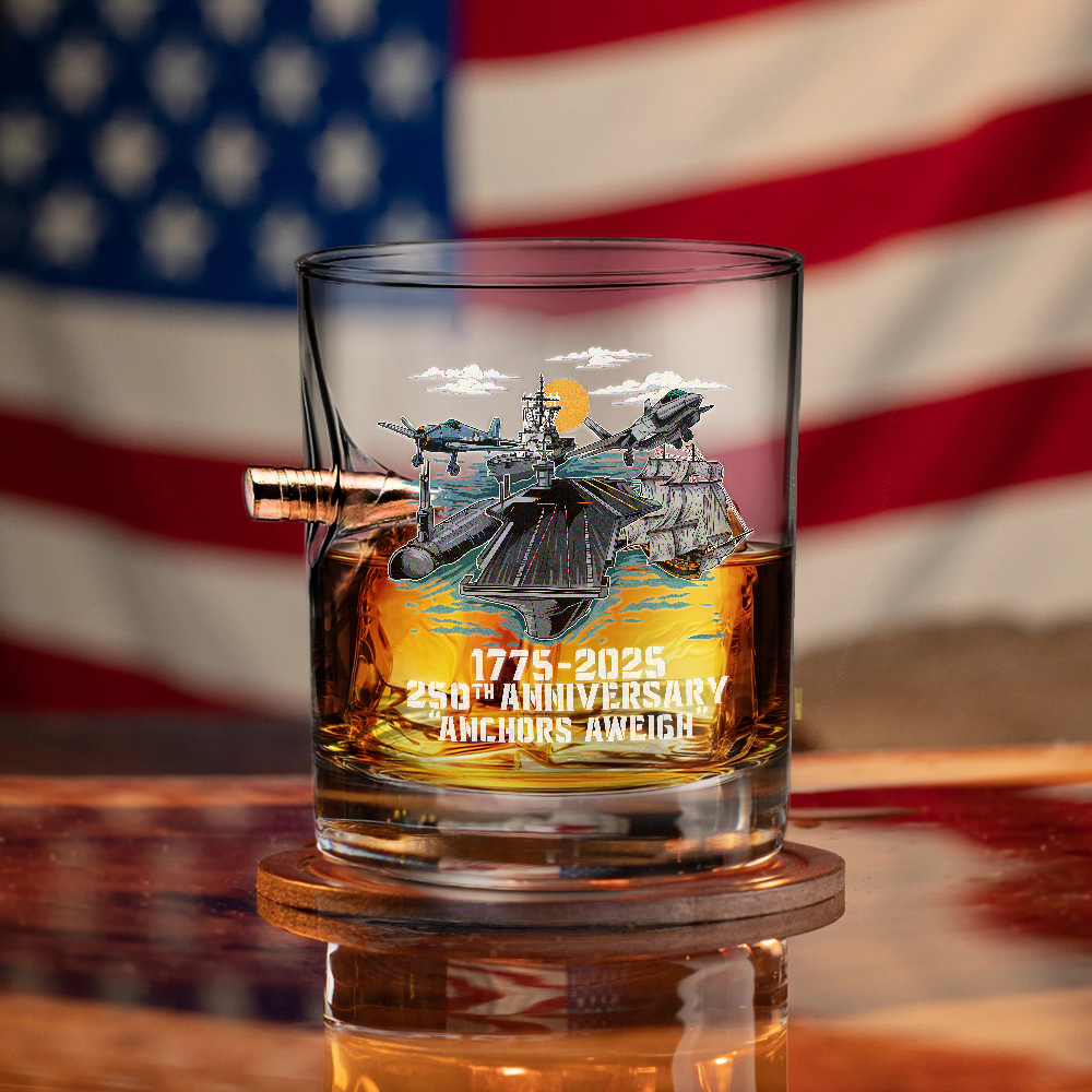Navy 250th Anniversary Bullet Whiskey Glass