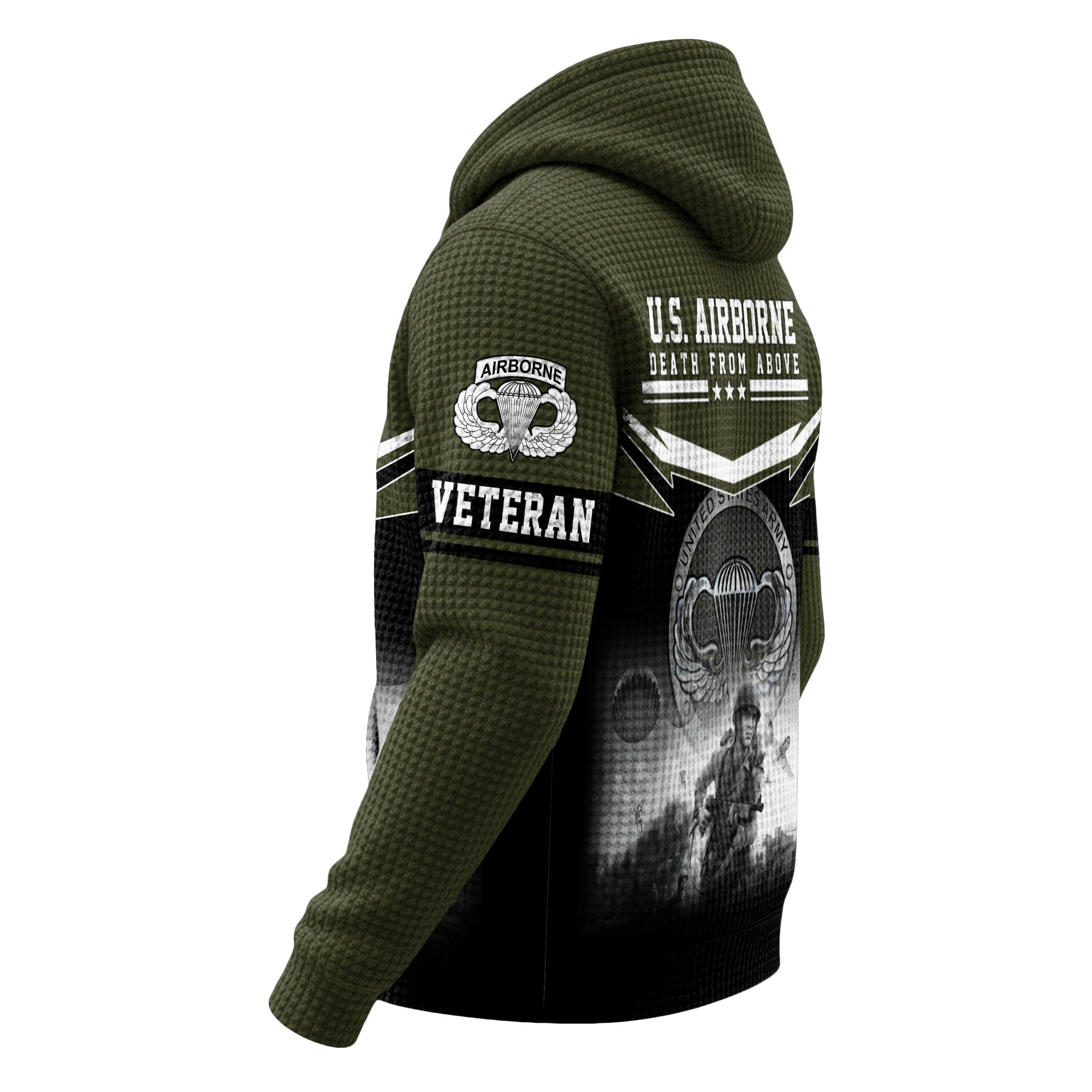 Personalizable Airborne Death From Above Quarter Zip Waffle Hoodie