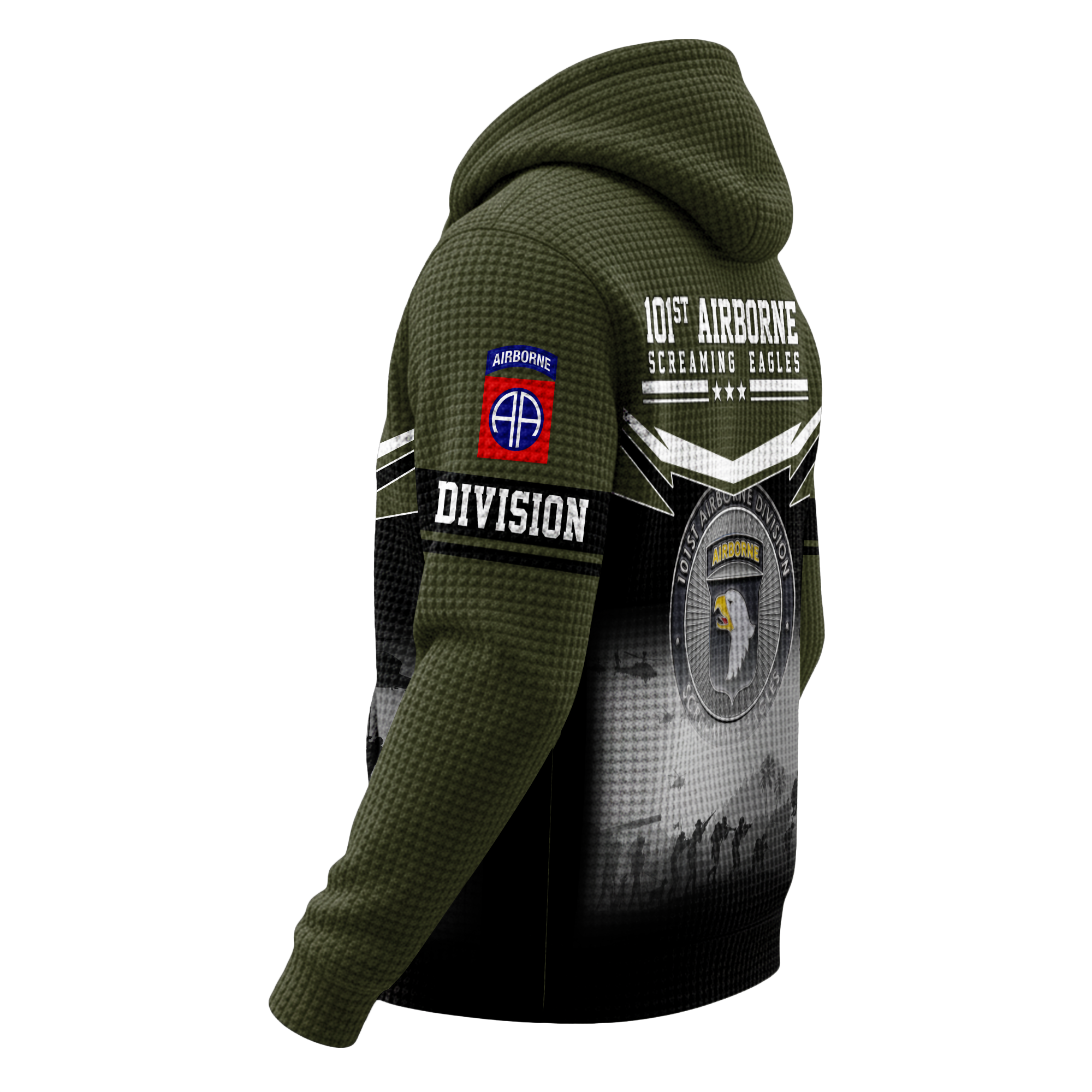 101st Airborne Screaming Eagles Quarter Zip Waffle Hoodie