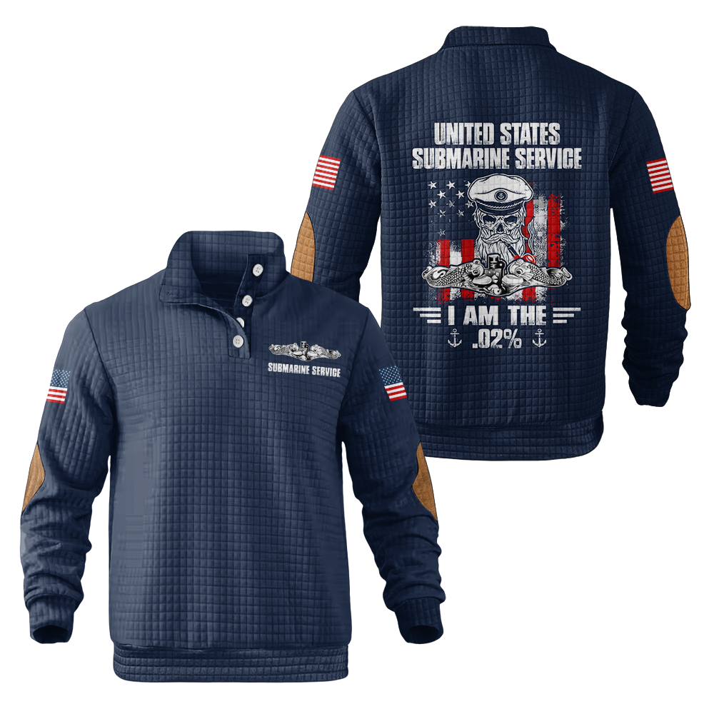 Navy Submarine I Am The .002% Waffle Stand Collar Sweatshirt