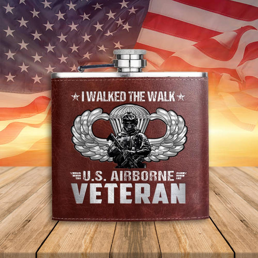 I Walked The Walk Airborne Leather Flask