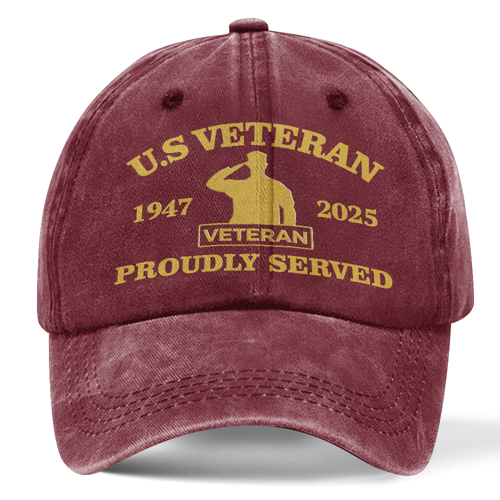 Personalizable Veteran Proudly Served Washed Cap