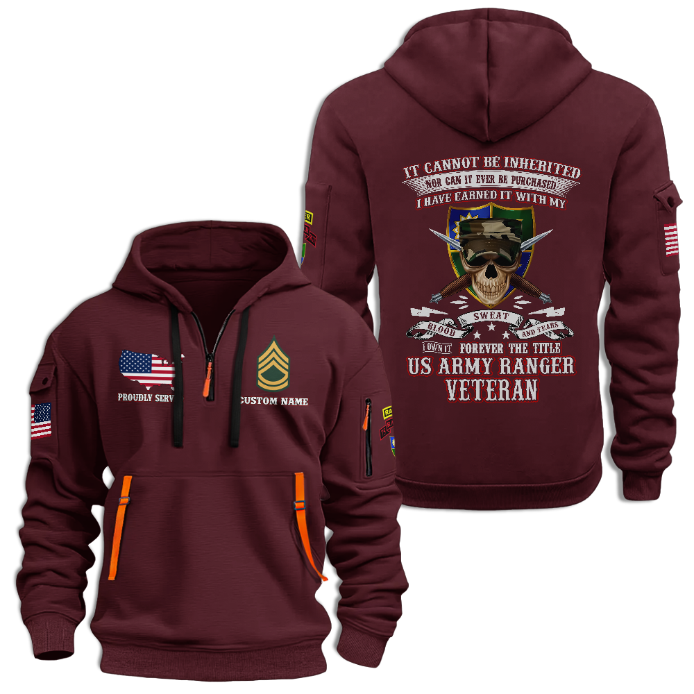 Personalizable 75th Ranger Regiment Quarter Zip Hoodie