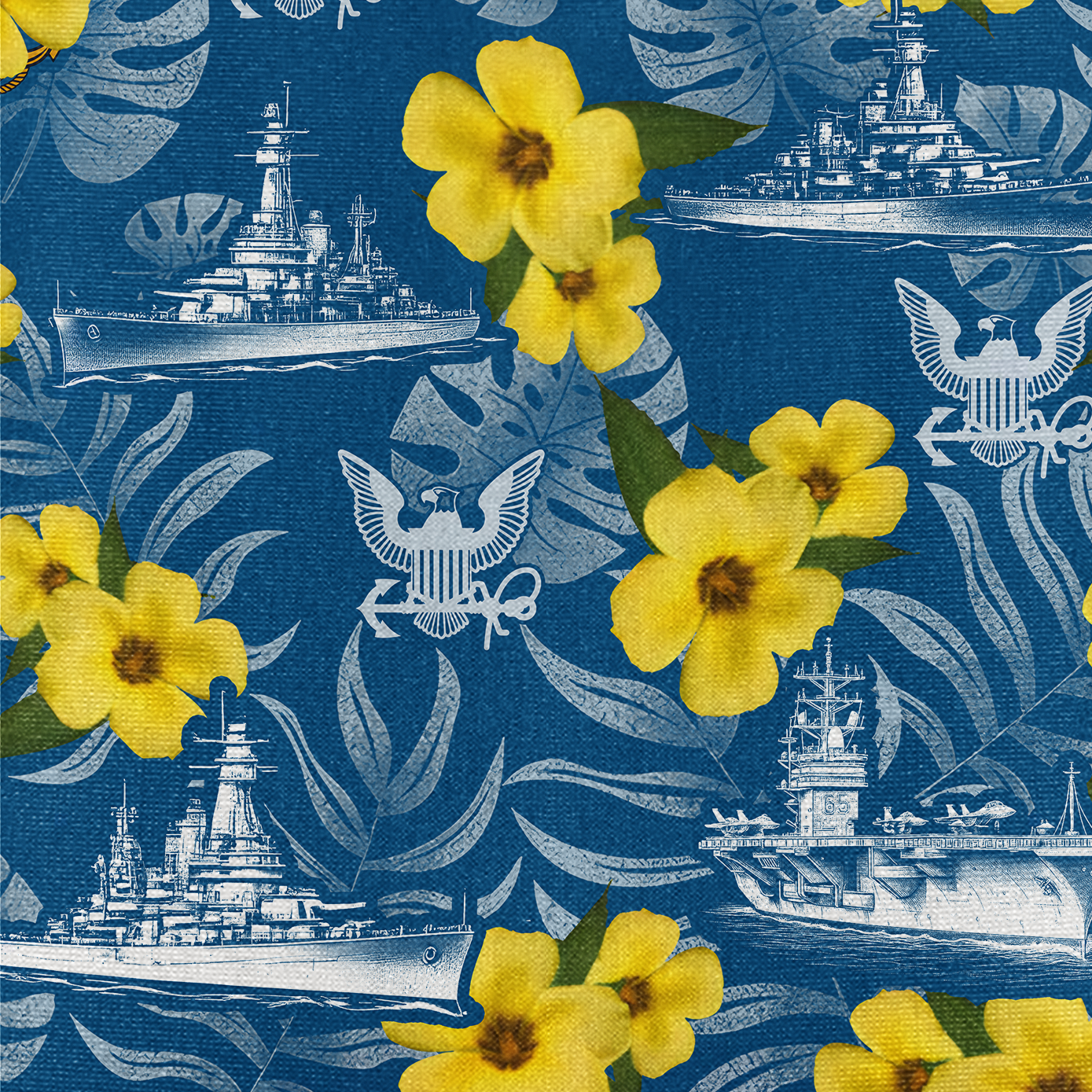 Navy Tropical Cuban Shirt