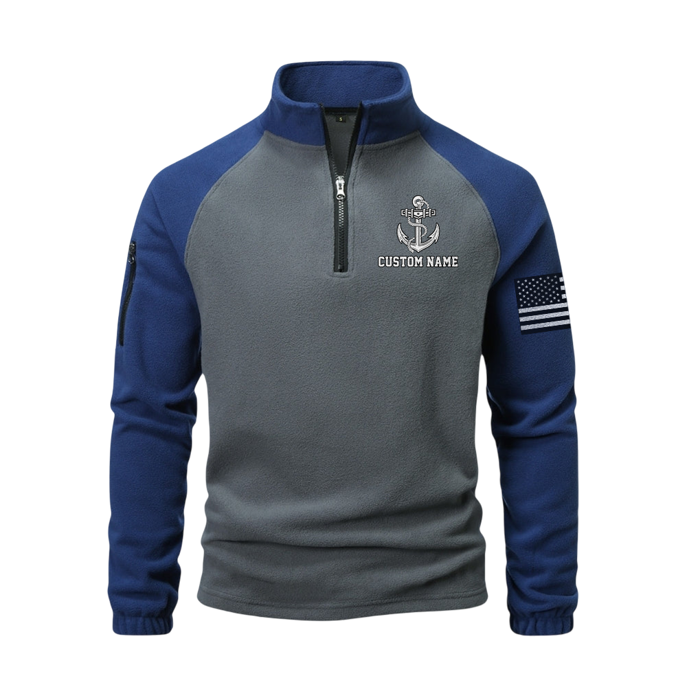Personalizable Navy Snipes Half-Zip Raglan Sweatshirt